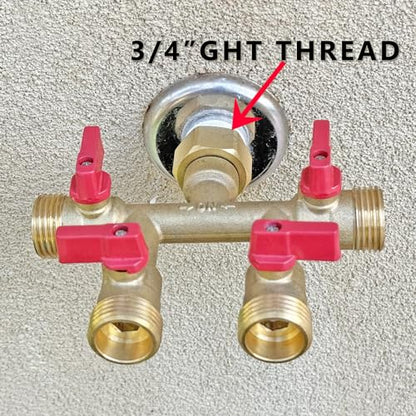 HQMPC Hose Splitter – Heavy-Duty Brass Garden Faucet Connector Garden Hose Splitter 4 Way 3/4" GHT Thread Red Handle - style: 4 Way Hose Splitter