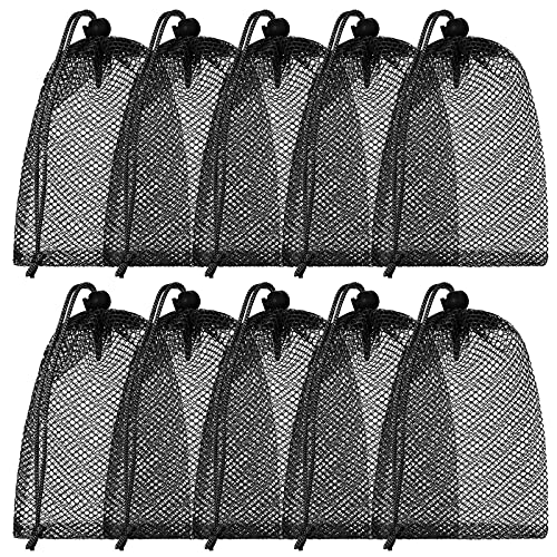 TecUnite 10 Pack Mesh Drawstring Bags for Laundry, 11.8 x 7.5 Inch, Black - color: Black, size: 11.8 x 7.5 Inch