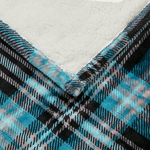 Beautyrest Heated Electric Throw - Sherpa/Berber, 3 Heat & Washable - color: Aqua Plaid, size: 50 in x 64 in