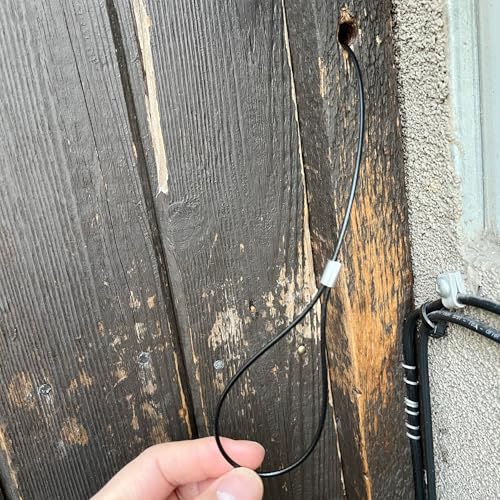 Door Latch - Self-Locking Gate Latch for Outdoor Fence, Black Steel Automatic Gravity Lever Lock with Fasteners, Gate Latch for Wooden Fence, Versatile Gate Latches with Spring &Cable Pull String