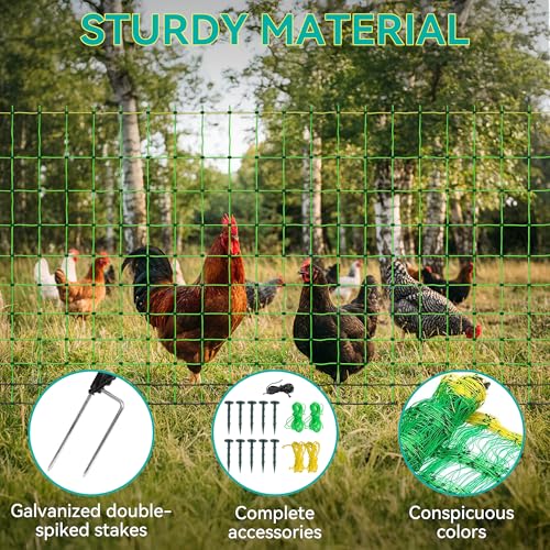PPOLB Electric Poultry Fence Netting - 164'L x 47.5" H, Portable Movable Nets Mesh for Chickens, Ducks, Geese, Rabbits, Electric Fencing for Backyards, Homesteaders, Farms Ranches, and Gardens - size: 164'L x 47.5"H Poultry