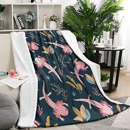 Cute Axolotl Fleece Throw Blanket for Couch Adults Teens 50" X 60" - color: Axolotl, size: 50x60 inch
