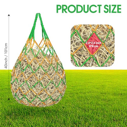 Slow Feed Hay Nets 3 Pack 40-Inch Durable Mesh Hay Bags Feeder for Horses - size: 3 Pack