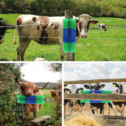 2 Pcs Livestock Scratching Brush, Cow Scratcher Brush Horse Brushes, Relieve Itching on the Back of Livestock, Full Massage Grooming Brush Kit With 6 Screws for Horses, Cow, Goat, Cattle, Sheep, Pigs