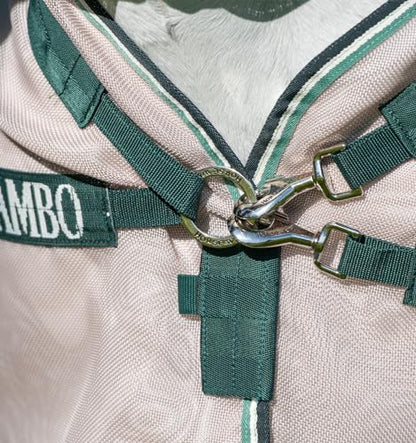 Horseware® Rambo Flybuster with No-Fly Zone™ Fly Sheet - Oatmeal/Sage & Beige & Green, 75 inches - size: 75 inches