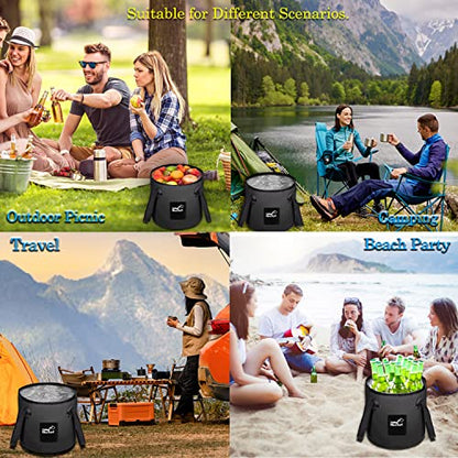 Esthesia Collapsible Bucket, 5 Gallon Portable Folding Water Container for Travelling, Camping, Hiking, Fishing, Gardening - color: Black