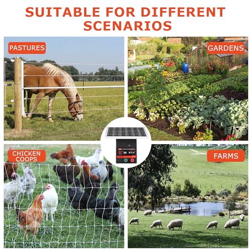 20 Miles Solar Electric Fence Charger, 0.5 Joule Portable Solar Fence Charger, Solar Electric Fence Kit, with 10W Solar Panel - size: LFR 035