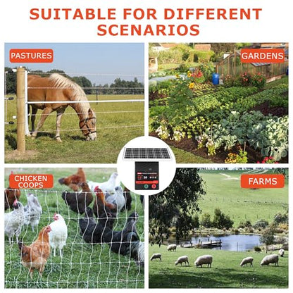 20 Miles Solar Electric Fence Charger, 0.5 Joule Portable Solar Fence Charger, Solar Electric Fence Kit, with 10W Solar Panel - size: LFR 035