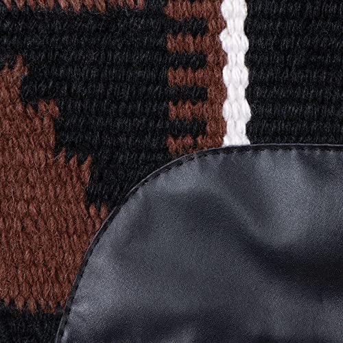 Dura-Tech Performance Western Horse Saddle Pad | Hand-Woven Acrylic with Moisture-Wicking Fleece | 3/4" Felt Interior | Classic Native Design | 34" x 36" - color: Black/White/Green