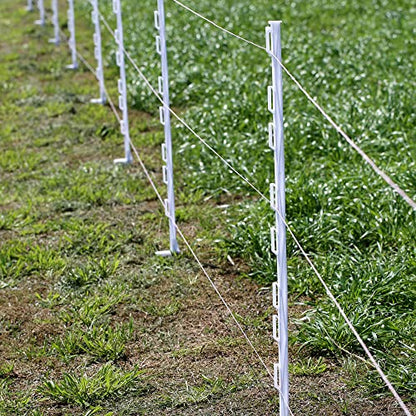 25 Pack 48'' Plastic Step-in Electric Fence Posts,Temporary Fence Stakes - color: White, size: 25 Pack