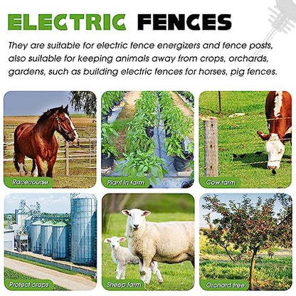 Sweetude 660 Feet Electric Fence Polywire and 100 Pcs Electric Fence Insulator with 1 Pcs Insulator Socket Tool Resistant Glove Electric Fence 6 Stainless Steel Strands for Fence Landowner Farmer