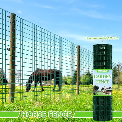 Green PVC Coated Welded Wire Fencing,2"x4" 14 Gauge,72inch H x 50ft L Garden Wire Fence Roll,2/3/4/5/6ft Tall x 50/100 ft Long Hardware Cloth Metal Mesh for Yard,Farm,Chicken,Dog,Vegetable Protection - color: Green, size: 2"x4" 72inx50ft