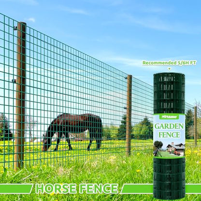 Green PVC Coated Welded Wire Fencing,2"x4" 14 Gauge,60inch H x 100ft L Garden Wire Fence Roll,2/3/4/5/6ft Tall x 50/100 ft Long Hardware Cloth Metal Mesh for Yard,Farm,Chicken,Dog,Vegetable Protection - color: Green, size: 2"x4" 60inx100ft