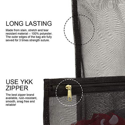 TENRAI Delicates Laundry Bags, Bra Fine Mesh Wash Bag for Underwear, Lingerie, Bra, Pantyhose, Socks, Use YKK Zipper, Have Hanger Loops (Black, 1 Large & 1 Medium) - size: 1HL-YKK-LBR2-BLACK-1ML