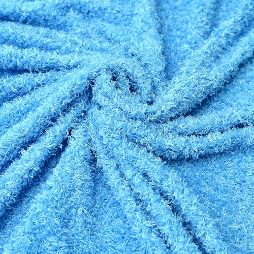 Surf turtle Blue Curly Teddy Fleece Faux Fur Fabric 36" x 59" - color: Sky Blue, size: 36 x 59 inches