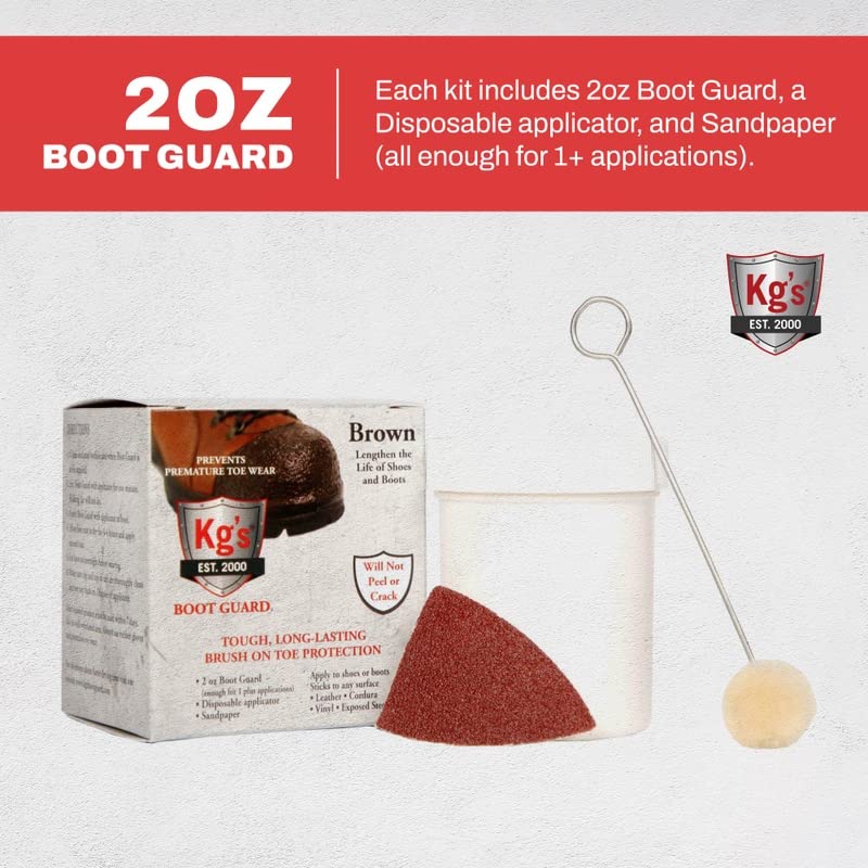 Kg's Boot Guard Brush On Toe Protection – Brush On Liquid for Tough, Long-Lasting Safety Protection on Boots - color: Brown, style: 2 Ounces
