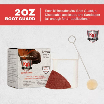Kg's Boot Guard Brush On Toe Protection – Brush On Liquid for Tough, Long-Lasting Safety Protection on Boots - color: Brown, style: 2 Ounces