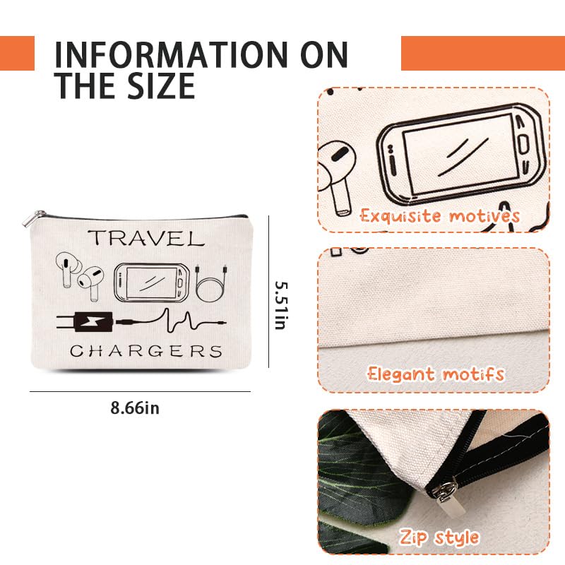 Chargers Travel Organiser Bag for Women Men Charging Cables Cosmetic Storage Bag Makeup Pouch for Friend Birthday Gifts for Sister Brother Toiletry Bags travel chargers Makeup Cosmetic Bags - style: Travel Charger