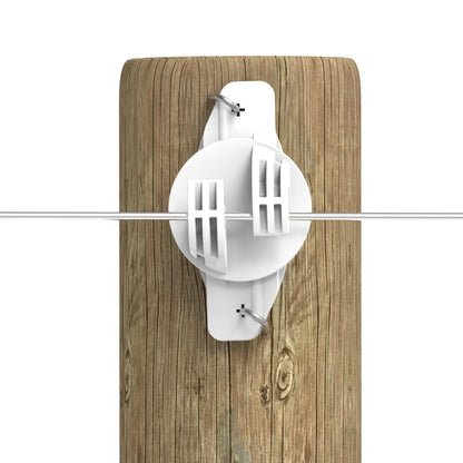 Gallagher White Wood Post Wide Jaw Claw Insulator 25-Pack | Durable UV-Resistant Insulators for Polywire, Polytape, and Steel Wire | Secure and Long-Lasting