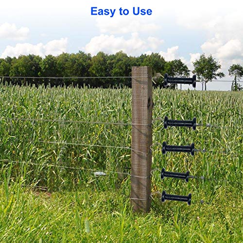 ABuff 10 Pack Plasitc Electric Fence Gate Handles Insulators Ranch Fences Accessories, Simple Tension Gate Handle with Spring for Electric Fence, Black
