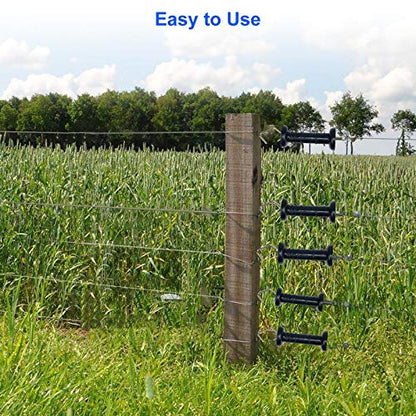 ABuff 10 Pack Plasitc Electric Fence Gate Handles Insulators Ranch Fences Accessories, Simple Tension Gate Handle with Spring for Electric Fence, Black