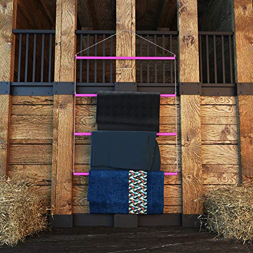 Blanket Rack 33" (Blue). Suitable for Horse Blankets, Saddle Blankets, Pads & Towels. Extra Wide for Western Saddle Blankets and Horse Blankets.