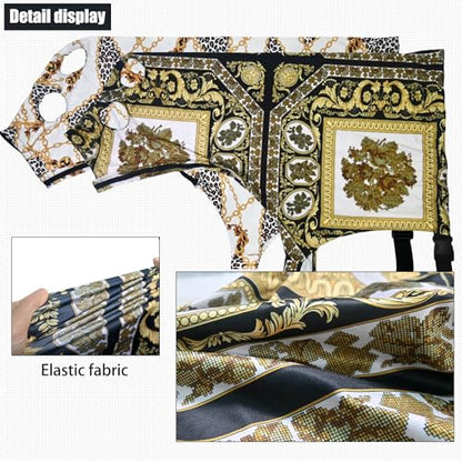 Zippered Horse Stretch Hood Without Ears, L（Black Gold） - color: Black gold, size: L-1Pack