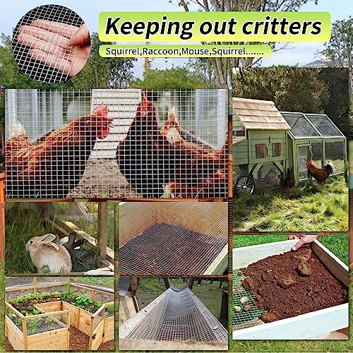 Hardware Cloth 12'' x 20' 1/4 in Galvanized Wire Mesh Roll (23 GA) Chicken Wire Fence Roll for Chicken Pen/coop Fences, Screen mesh, Rabbit/Snake Fences, Poultry enclosures, Handicraft Making, etc. - size: 12In x 20Ft