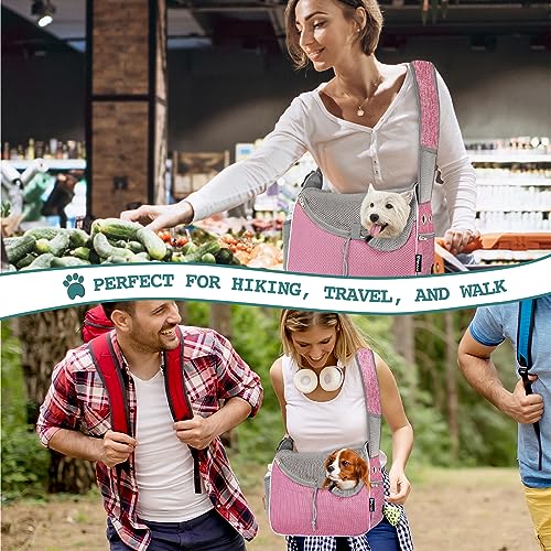 PetAmi Dog Sling Carrier for Small Dogs, Hands Free Crossbody Carrier, Pink - color: Pink