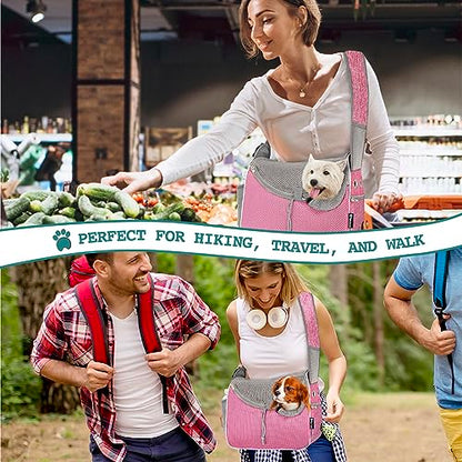 PetAmi Dog Sling Carrier for Small Dogs, Hands Free Crossbody Carrier, Pink - color: Pink