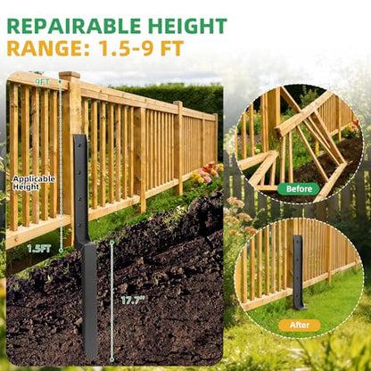 Fence Post Repair Kit, 8 Pack Heavy Duty Fence Post Stabilizer