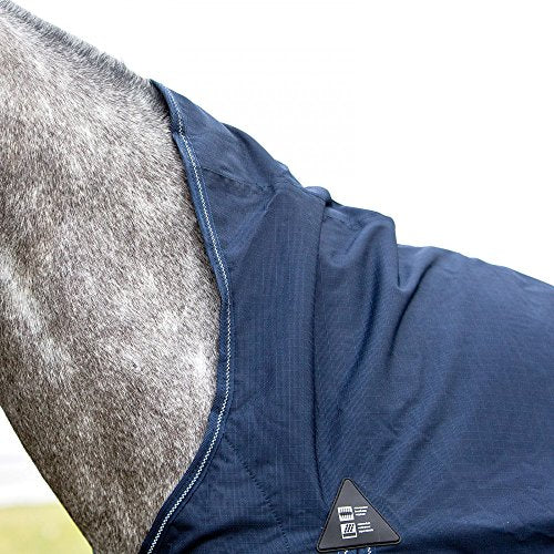 Horze Avalanche 1200D Ripstop High Neck Heavy Weight Waterproof Horse Turnout Blanket (300g Fill) - Peacoat Dark Blue - 84 in - size: 84 in