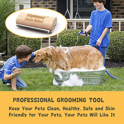 Professional Deshedding Grooming Tool for Dogs & Cats,Wood Pets Groomer 5In - color: L