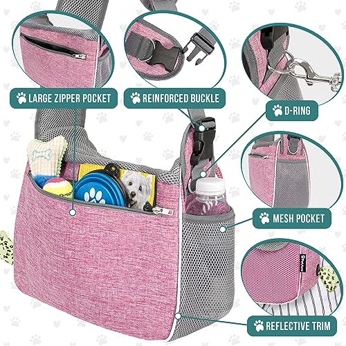 PetAmi Dog Sling Carrier for Small Dogs, Hands Free Crossbody Carrier, Pink - color: Pink