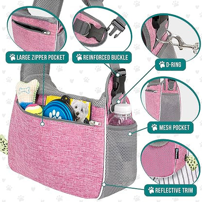 PetAmi Dog Sling Carrier for Small Dogs, Hands Free Crossbody Carrier, Pink - color: Pink