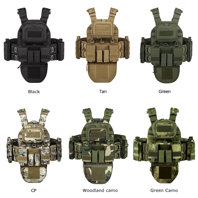 YAKEDA Tactical Training Vest with PALS System - Multi-Pocket Adjustable Straps Quick-Release Buckle for Hunting - color: Bk