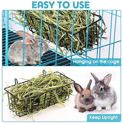 Therwen 4 Pcs Rabbit Hay Feeder Guinea Pig Heavy Duty Metal Frame Hay Rack with Hooks Cage Hanging Holder for Bunny Chinchilla Small Animals Accessories(9.1 x 3.9 x 3 Inches) - size: 9.1 x 3.9 x 3 Inches