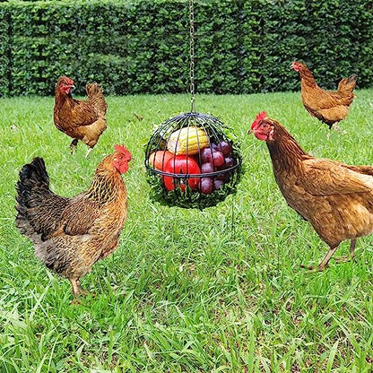 Hanging Chicken Feeder 7.1 Inch Chicken Veggie Treat Ball 1PCS Black - color: Black