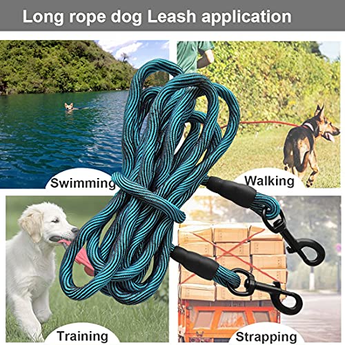 BTINESFUL Dog Tie Out Long Tether Rope Dog Lead for Yard 8/12/20/30/50/75ft - color: Blue Black, size: 12 Foot