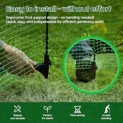 Temporary Fence with Posts,4'x50' Safety Barrier for Dog Snow Plastic Mesh Fencing with Fiberglass Stake Windbreak Rope,Movable Fencing Roll for Garden Backyard Outdoor Animal Protect - size: 4'x50'