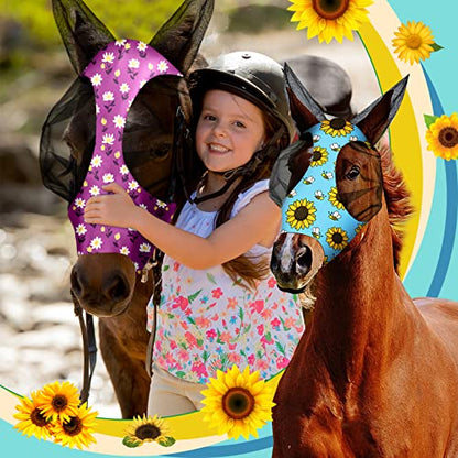 Qualirey 12 Pieces Horse Fly Mask Bulk, Large, Flower Patterns - color: Flower Patterns, size: Large