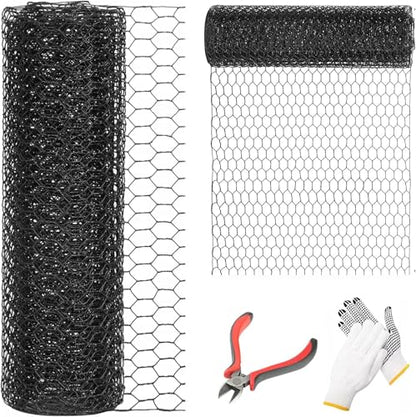 1/2 Inch Black Wire Mesh Roll - 48'' x 100' Chicken Wire Fence, 20 Gauge Hardware Cloth Poultry Netting for Garden/Animal Barrier/Rabbit/Floral/Chicken Coop/DIY Projects - size: 20 Gauge-1/2 Inch-48'' x100'