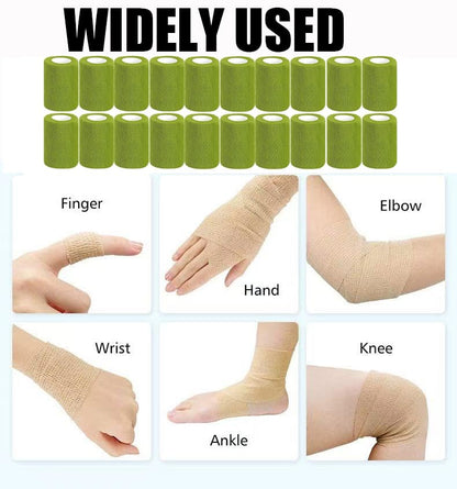54 Pack Green Self Adhesive Bandage Wrap Bulk 4 Inch x 5 Yards Cohesive Bandage,Vet Wrap Breathable Elastic Self-Adherent Tape for Stretch Athletic Sports Wrist Ankle Dogs Pet Vet Wrap - color: Green