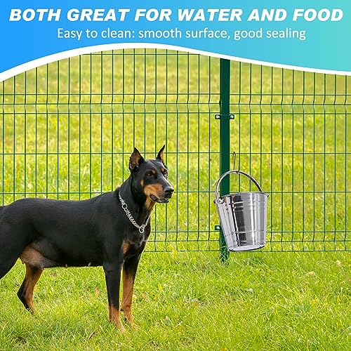 Hicarer 6 Pcs 4.2 Quart Stainless Steel Dog Water Bucket - size: 4.2 Quart
