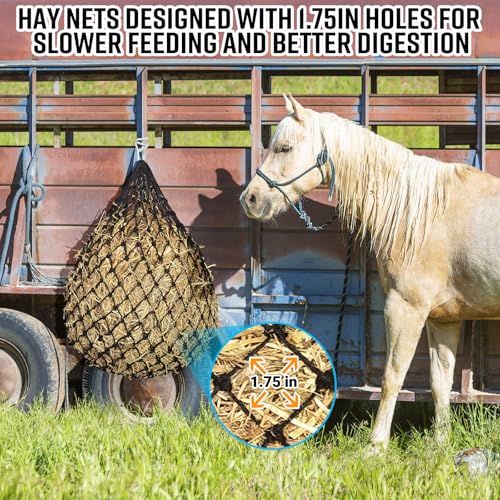 2 PCS Slow Feed Hay Net for Horses Designed with 1.75 in, 36 Inch