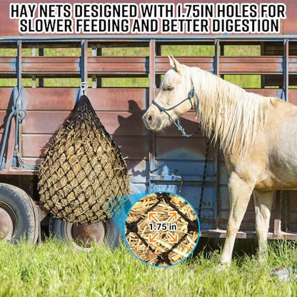 2 PCS Slow Feed Hay Net for Horses Designed with 1.75 in, 36 Inch