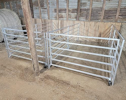 Aluminum 5 FT X 10 FT 6 Rail 40" Wall-Mounted ADD-ON Sheep & Goat STALL KIT Pen