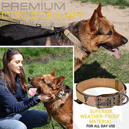ADITYNA Heavy Duty Camo Dog Collar for Medium Dogs with Traffic Handle - color: Camo, size: Medium: Fit 15-19" Neck