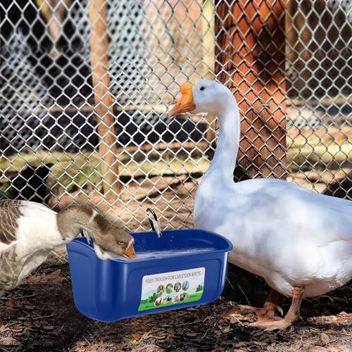 Chicken Feeder Waterer, 6 Pack Duck Feeder Supplies, Hanging Fence Feed Trough with Clips for Goat, Sheeple, Piglet, Gooses, Turkeys, Dog Livestock Poultry, Blue - color: 6 pack Blue
