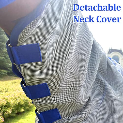 Horse Fly Sheet – UV Protection Breathable Mesh Summer Horse Rug, Lightweight Horse Sheet for Real Horses, Spring/Summer Turnout Sheet with Belly Wrap, Detachable Neck Cover (US 81IN (EU 155cm)) - size: US 81IN (EU 155cm)